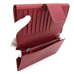 BVLGARI Bi-fold Long Wallet 33744 Red Leather Women's