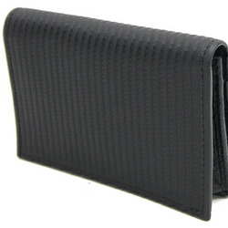 BVLGARI Business Card Holder Millerige 27694 Black Coated Canvas Leather Case Men's