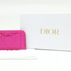 Christian Dior Dior Coin Case Lady Zip Card Holder S09650NMJ Fuchsia Pink Leather Purse Women's Christian