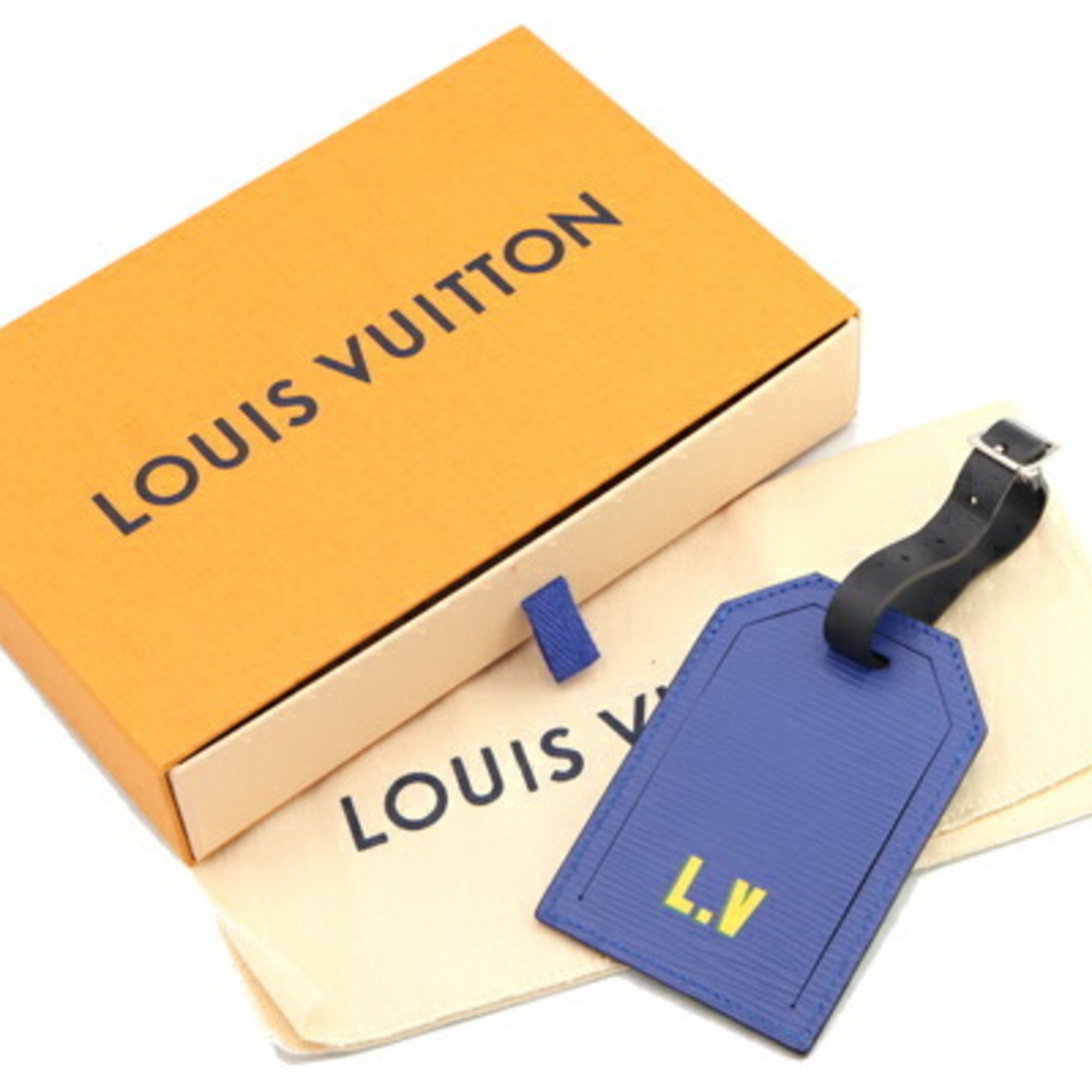 Louis Vuitton Name Tag Epi Porto Address M63346 Blue Green Leather Charm World Cup Brazil LOUIS VUITTON