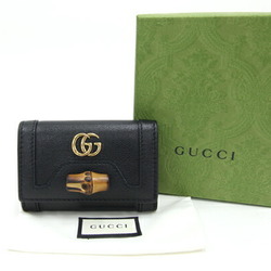 Gucci 6-Key Case Bamboo 658636 Black Leather Key Holder Keys Women's GUCCI