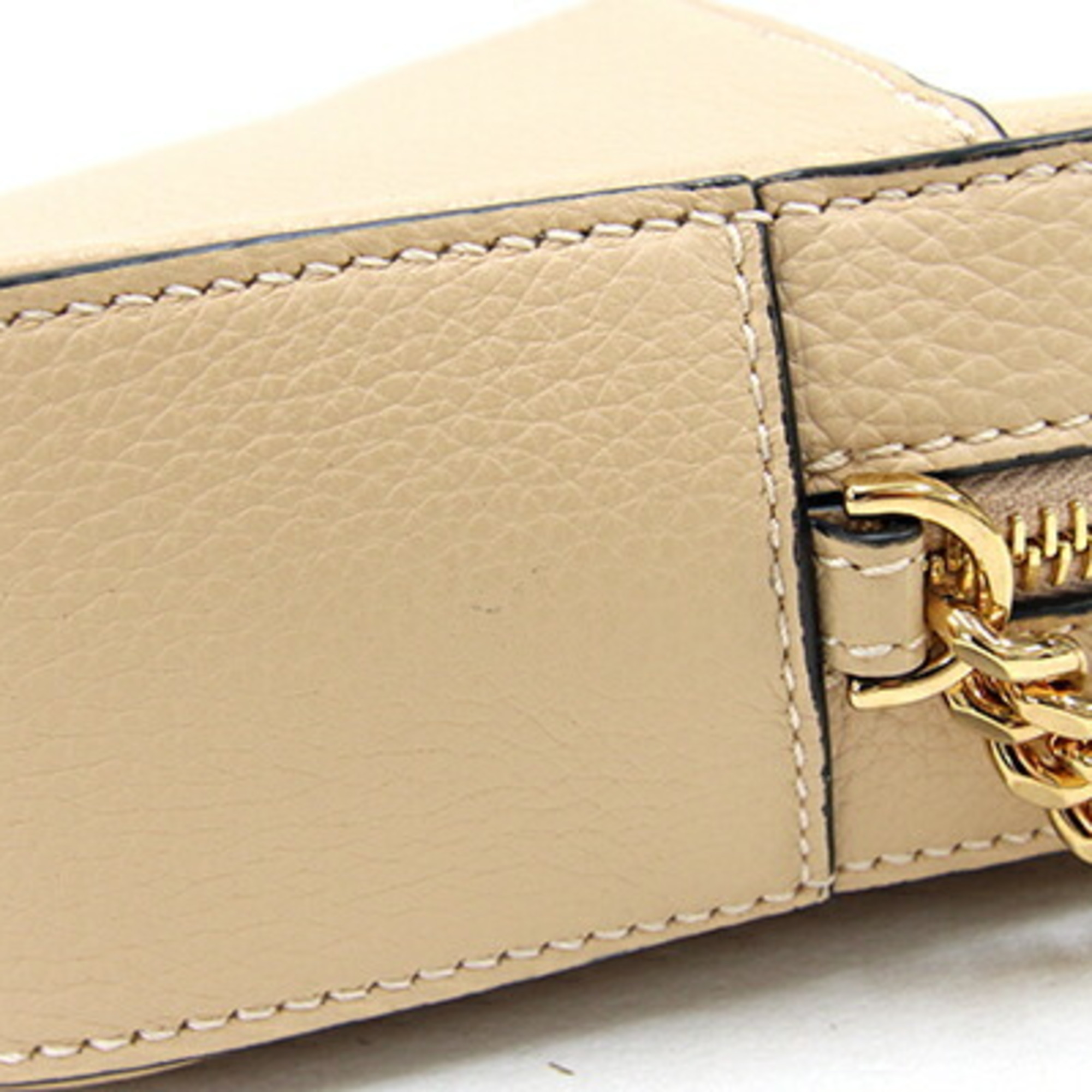 Versace Shoulder Bag Virtus 1002872 Beige Leather Chain Pochette Women's VERSACE