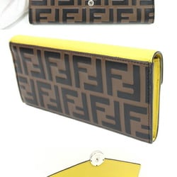 Fendi Bi-fold Long Wallet Zucca FF 8M0521 Brown Yellow Leather Pattern Women's FENDI