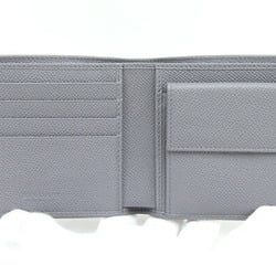 BVLGARI Bi-fold Wallet 30397 Grey Leather Compact with Coin Purse Men's