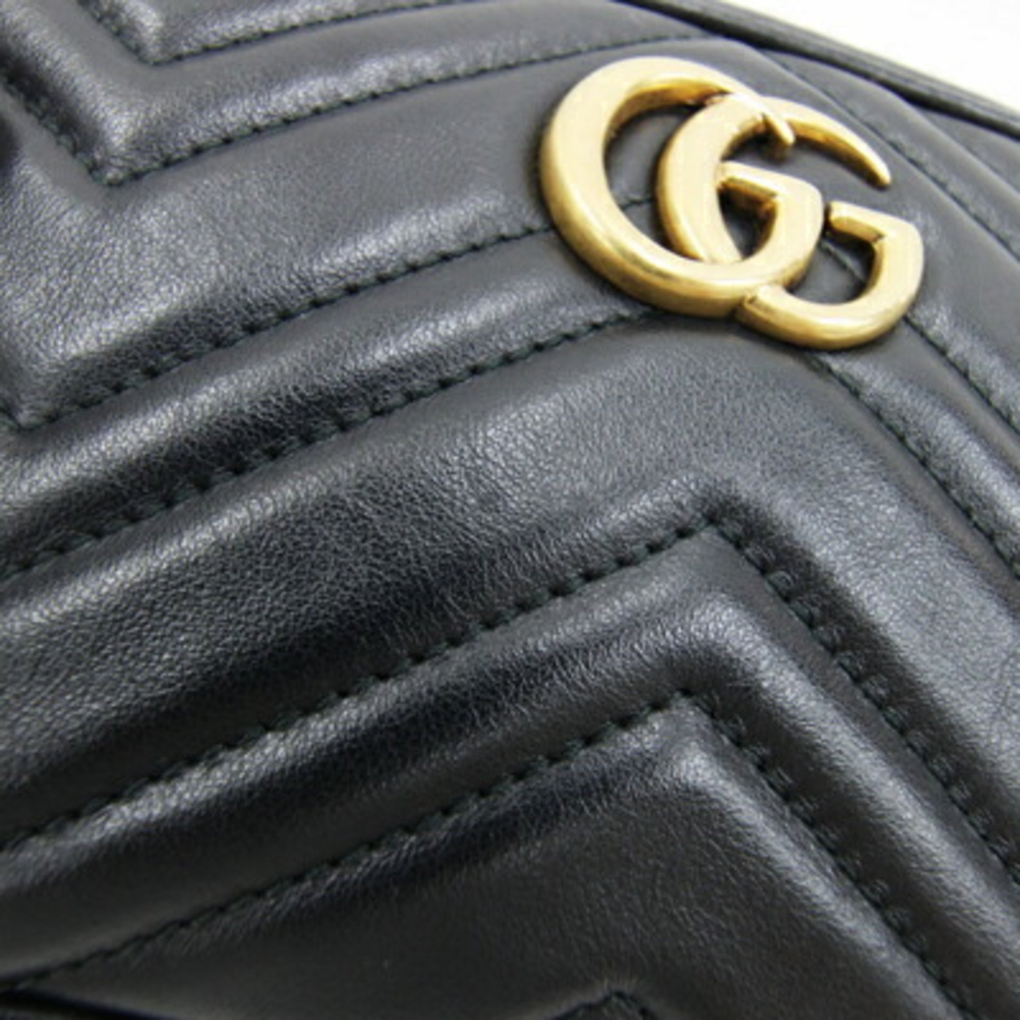 Gucci Shoulder Bag GG Marmont Quilted 448065 Black Leather Double G Women's GUCCI