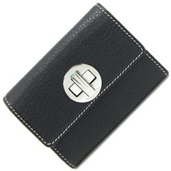 Tiffany business card holder, turn lock, black leather, case, for women and men, TIFFANY&Co.