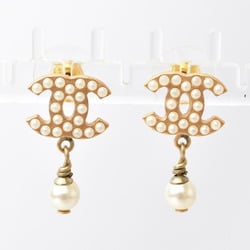 Chanel Earrings CHANEL CC Motif Coco Mark Swing Pearl Gold Off-White