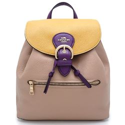 COACH CLIO BACKPACK C5788 Rucksack Color Block Leather Beige Yellow Purple Outlet 351287