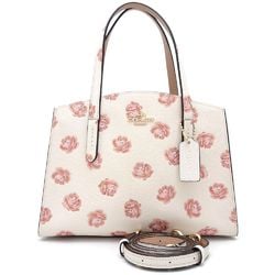 COACH 31033 2Way Bag Leather Ivory Pink Rose 351286