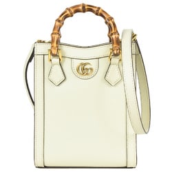 GUCCI Bamboo Diana Tote Handbag Leather 739079 White Women's