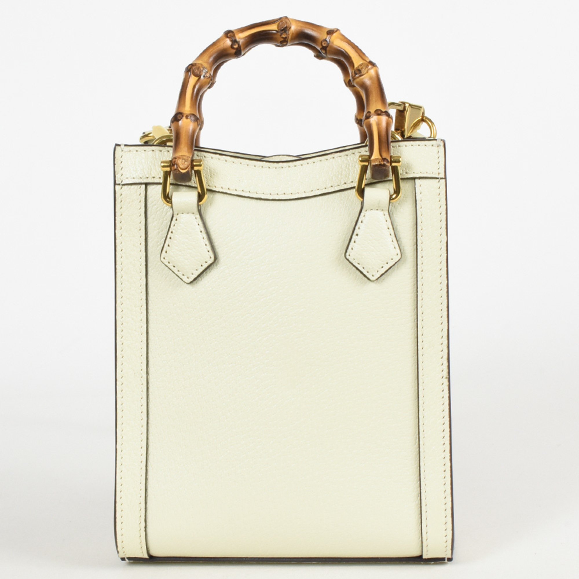 GUCCI Bamboo Diana Tote Handbag Leather 739079 White Women's