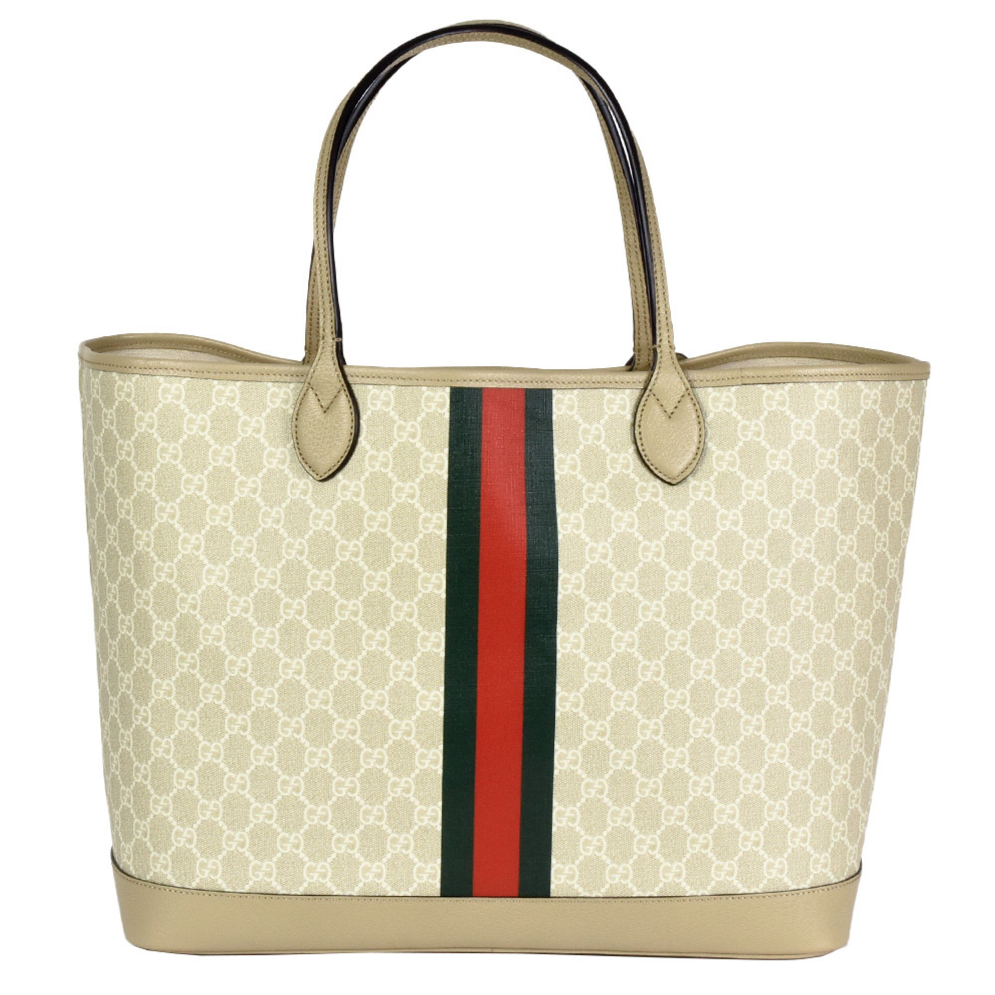 GUCCI Ophidia Large Tote Bag GG Supreme Canvas Leather 726755 FABKZ Beige