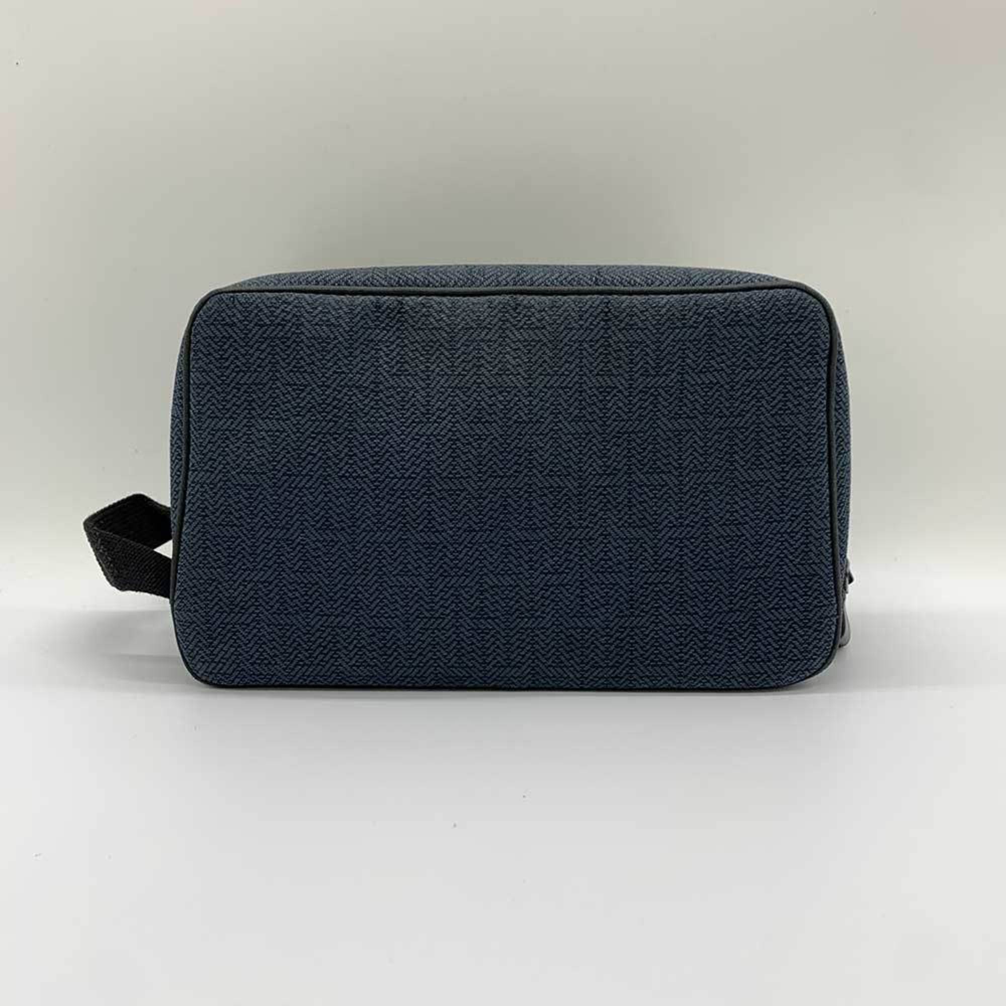 Hermes Bag Globe Trotter MM Navy Clutch Second Multi Pouch Sub Handle Wristlet Horizontal H Embroidery Women's Toile Grand Chevron Canvas HERMES