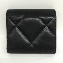 Chanel Small Flap Wallet Coco Mark Lambskin CHANEL Stitch Black Noir