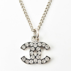 Chanel Necklace Pendant CHANEL Coco Mark CC Rhinestone Silver White