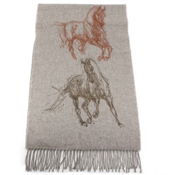 Hermes scarf, galloping pirouette, horse, grey, 100% cashmere, men's, women's, HERMES, winter, Pirouette au Galop, TK2282-r