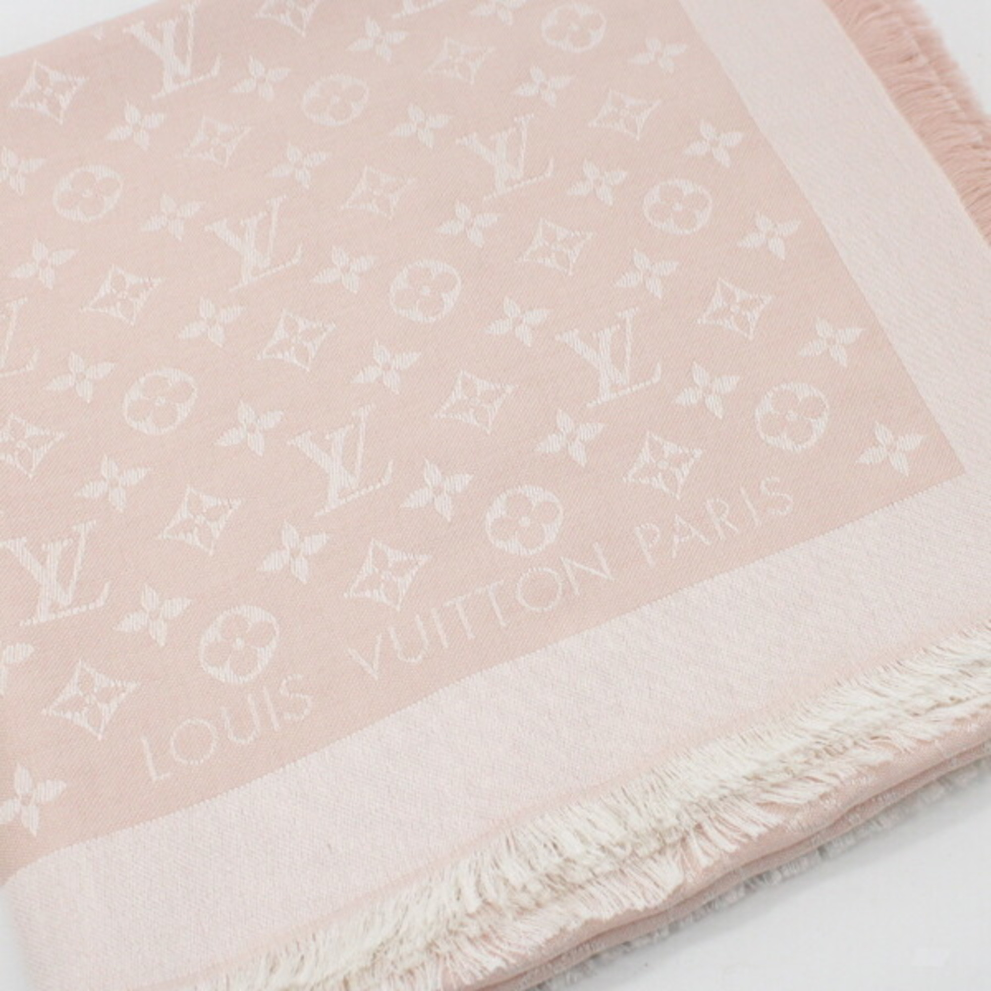 Louis Vuitton Monogram Large Shawl Stole Pink Rose 140cm 60% Silk 40% Wool M71329 Scarf Women's LOUIS VUITTON KM2716