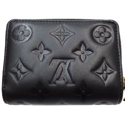 LOUIS VUITTON Louis Vuitton Monogram Bi-fold Wallet M81599 Portefeuille Lou Lamb Leather Noir 180459