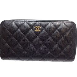 CHANEL Chanel Long Wallet AP0242 Classic Zip Caviar Skin Black 180409