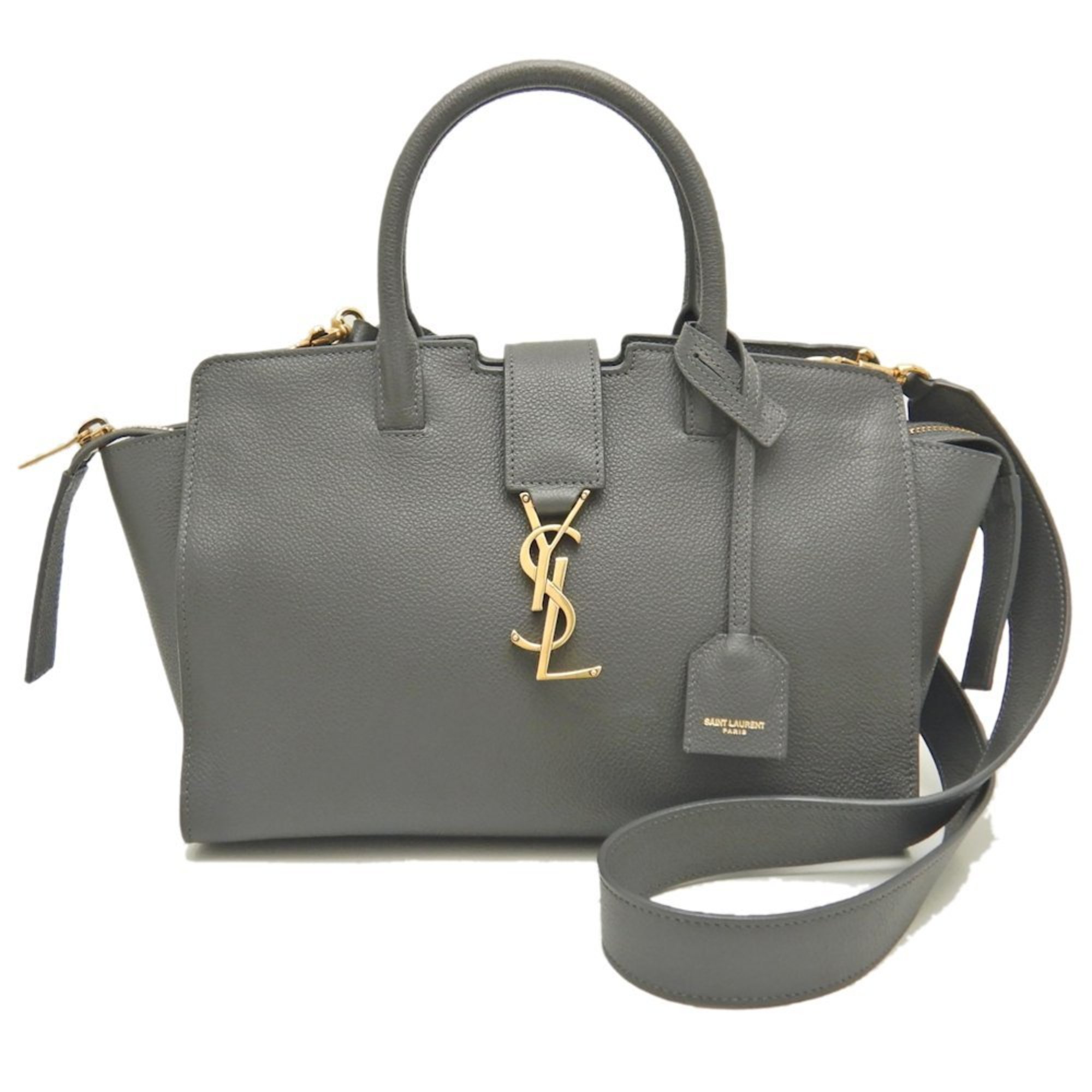 SAINT LAURENT Downtown Baby 635346 handbag in grained leather and grey 251792