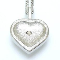 CHANEL Heart Coco Mark Necklace Rhinestone B23B Silver Plated 291911