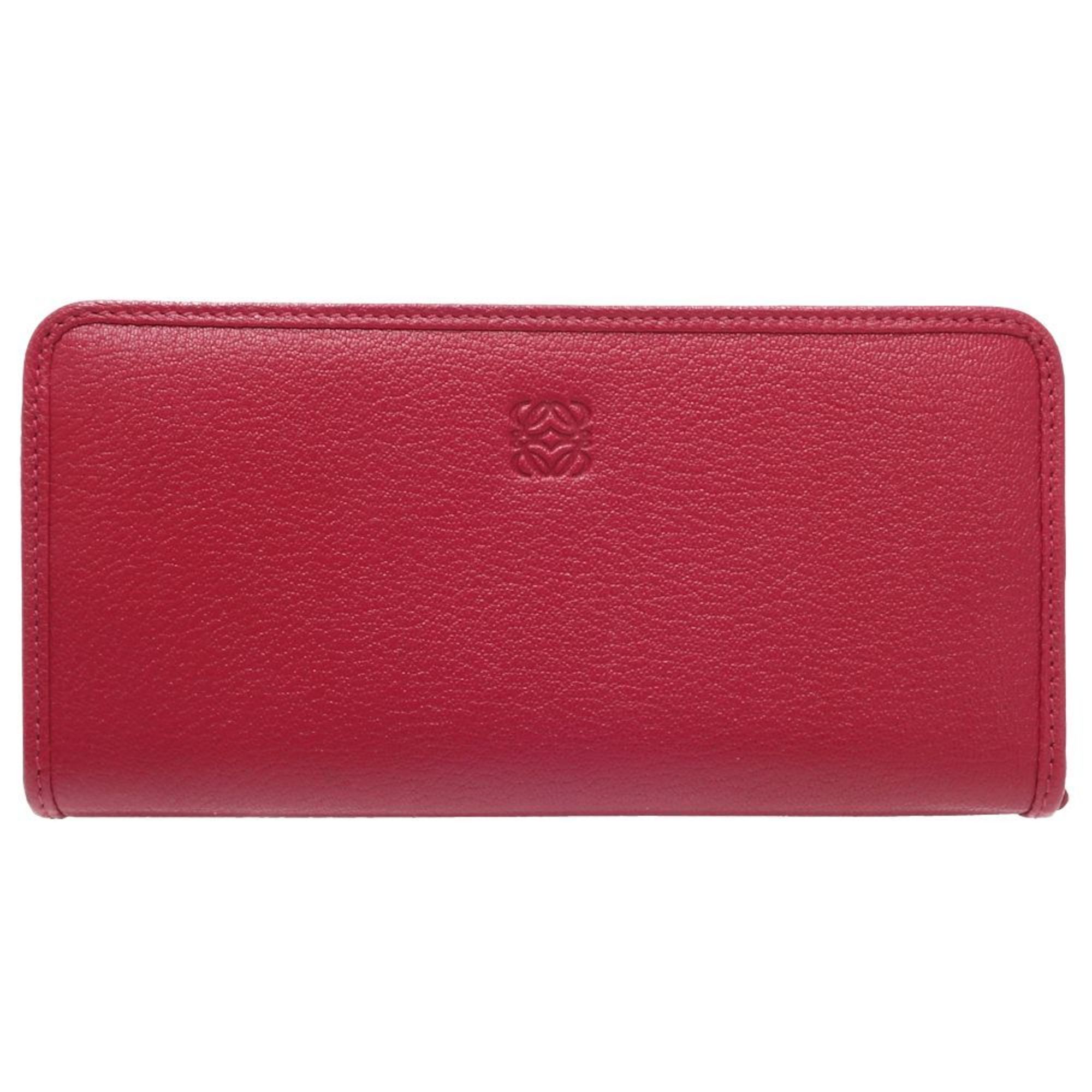 LOEWE Long Wallet 113.95.E07 Round Leather Red 180440