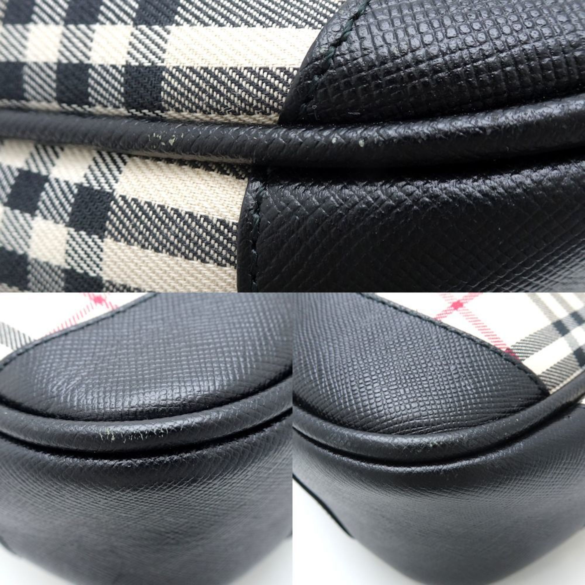 BURBERRY Shoulder bag Nova check canvas x leather beige black 351289