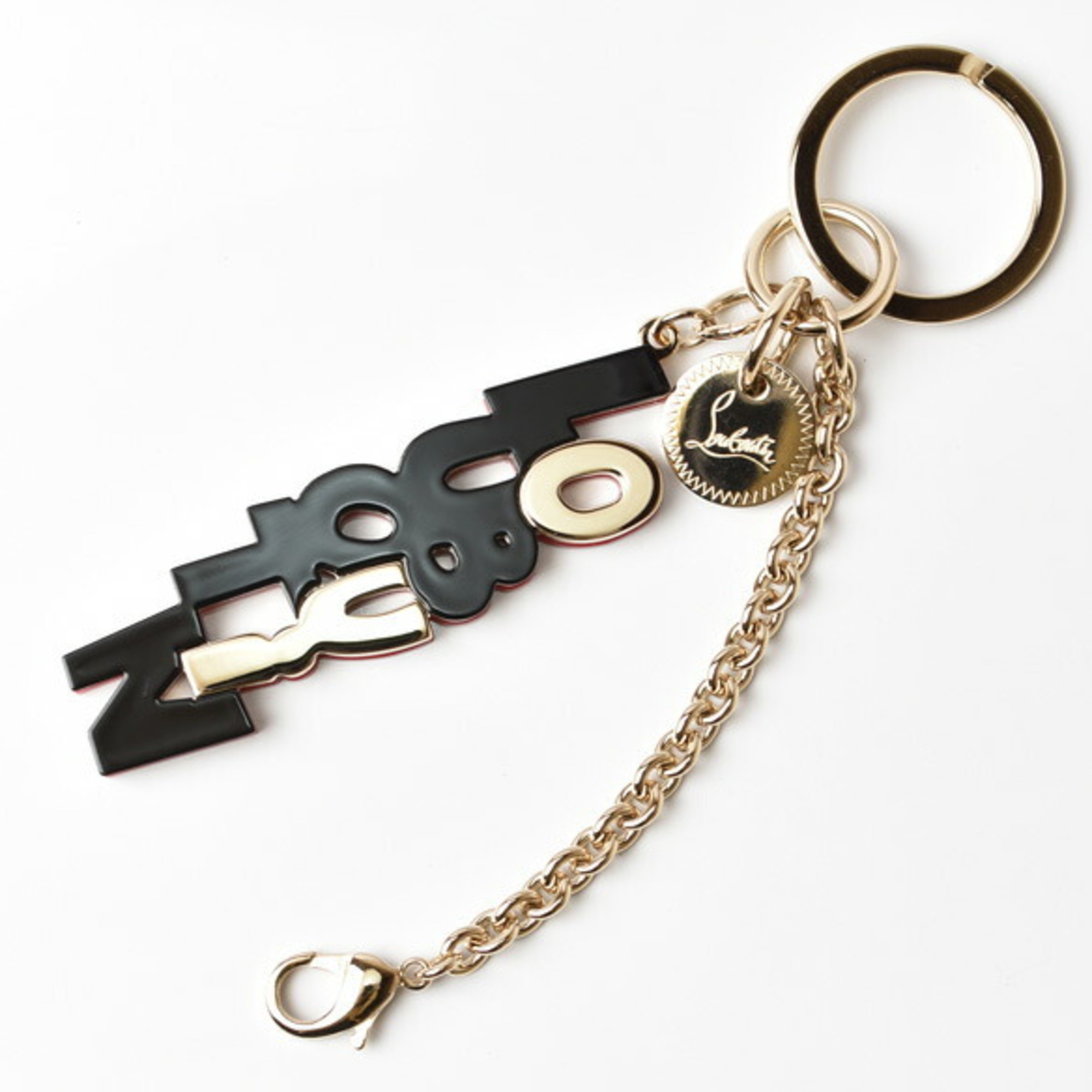 Christian Louboutin Key Ring Holder Charm 1195111 Metal Rubidiana Ling Black Red Gold