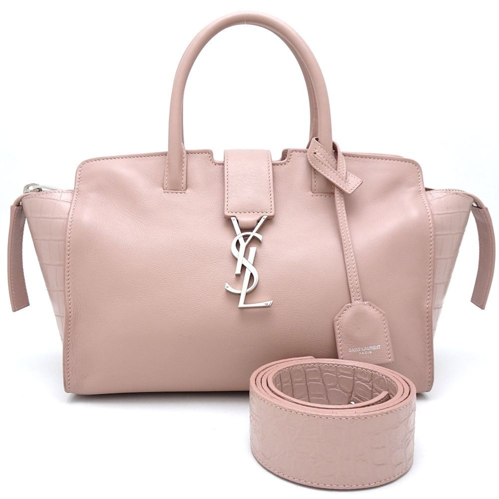 SAINT LAURENT Saint Laurent Baby Downtown Cabas 436834 2-Way Bag Leather Embossed Pink 351294