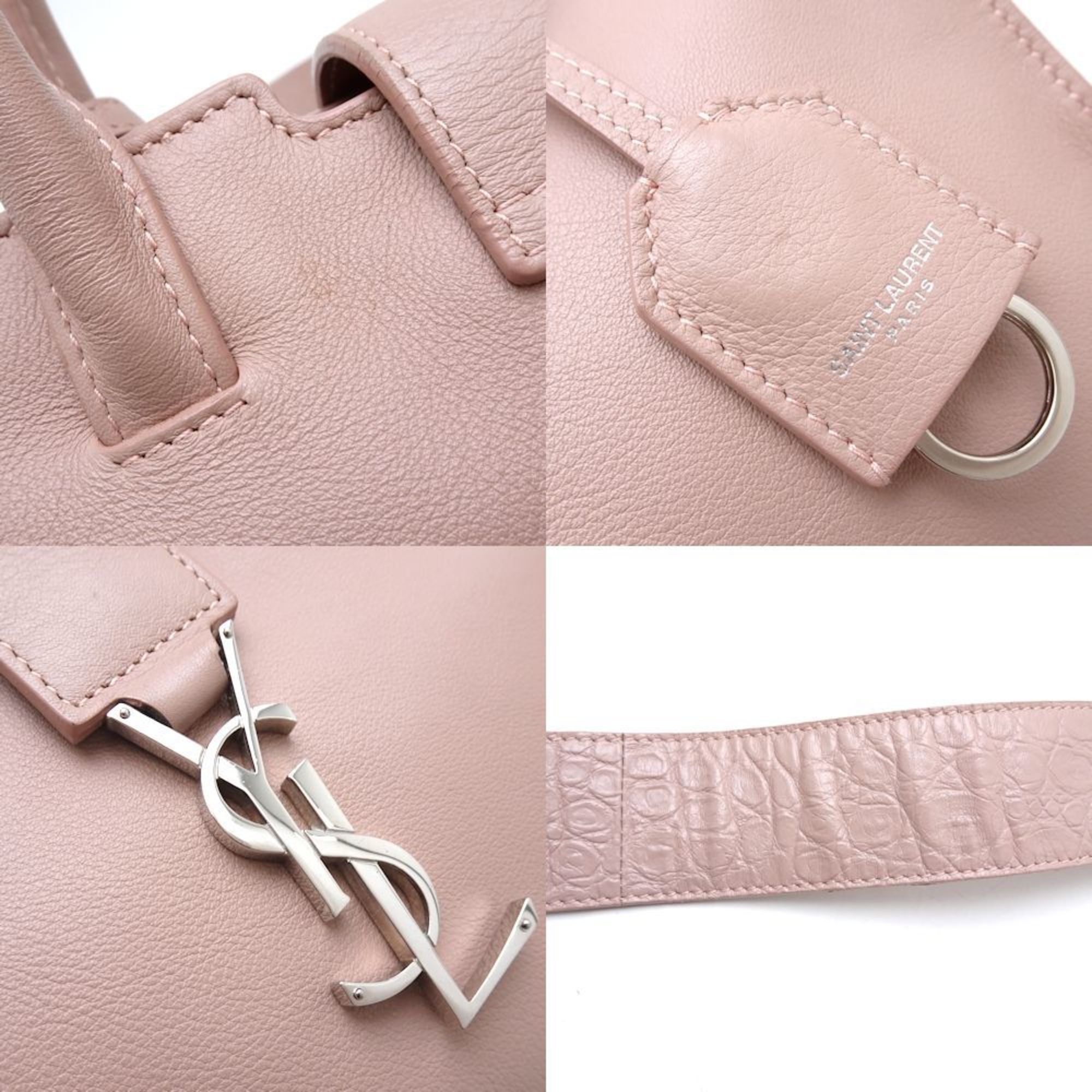 SAINT LAURENT Saint Laurent Baby Downtown Cabas 436834 2-Way Bag Leather Embossed Pink 351294