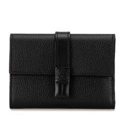 LOEWE Anagram Bi-fold Wallet Compact Black Leather Women's