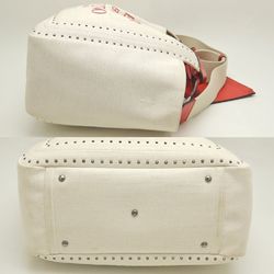 Valentino Garavani Atelier Bag 01 Tote Studs Canvas x Leather Ivory Red 251794