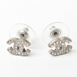 Chanel Earrings CHANEL CC Mark Rhinestone Silver