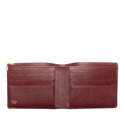 Cartier Must Line Bi-fold Wallet Billfold Bordeaux Wine Red Leather Women's CARTIER