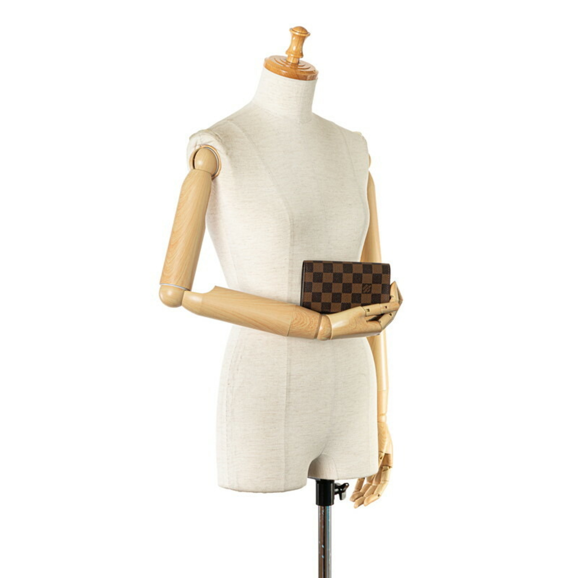 Louis Vuitton Damier Tresor Bi-fold Wallet N61736 Brown PVC Leather Women's LOUIS VUITTON