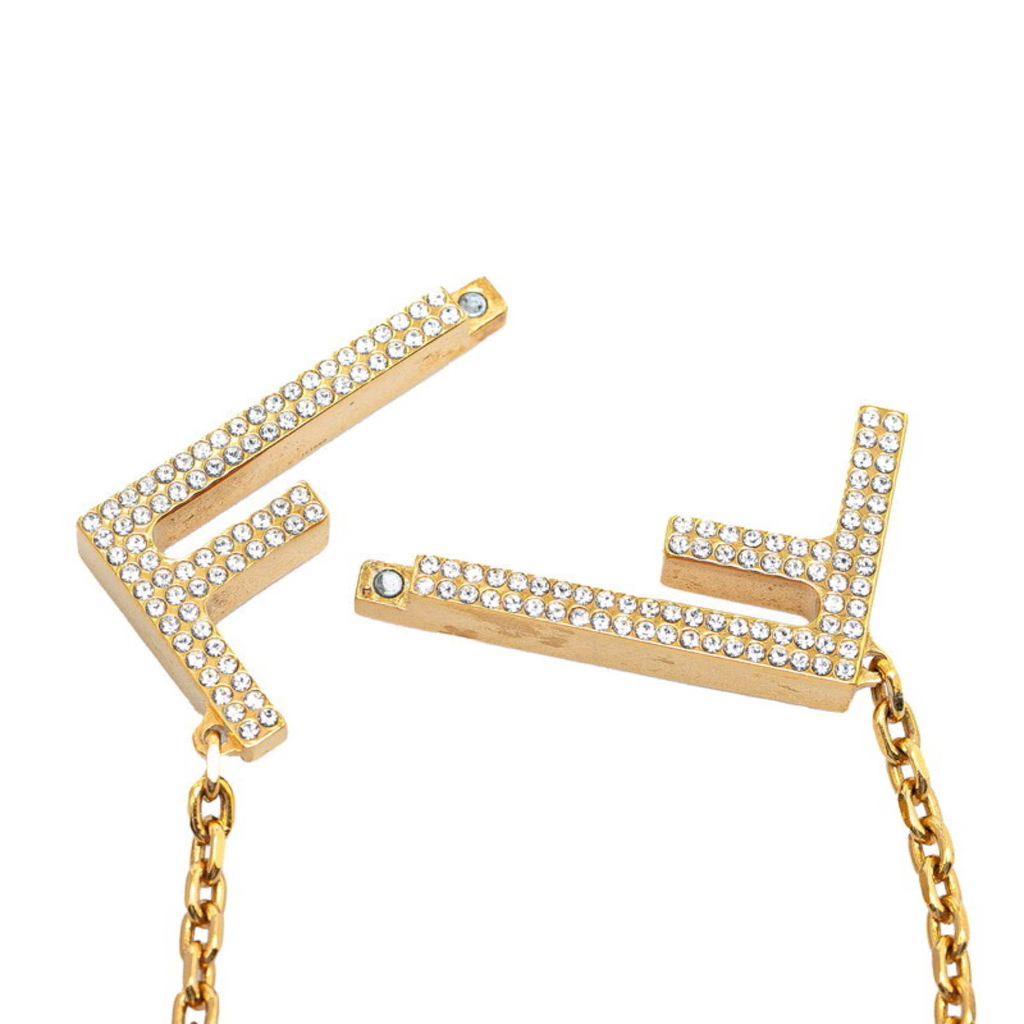 FENDI FF motif rhinestone chain necklace in gold metal for women