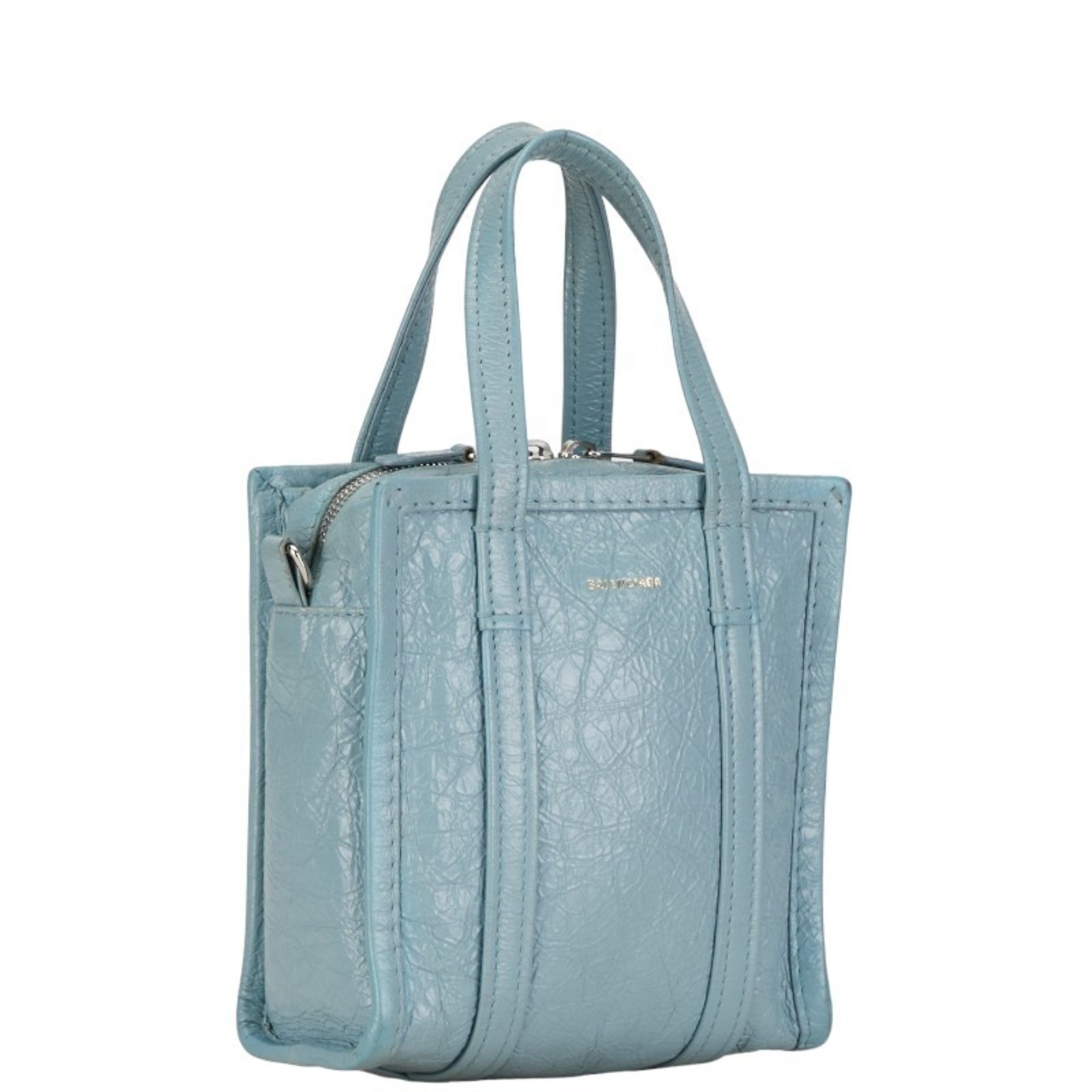 Balenciaga Bazaar Shopper XXS Handbag Shoulder Bag 513988 Baby Blue Leather Women's BALENCIAGA