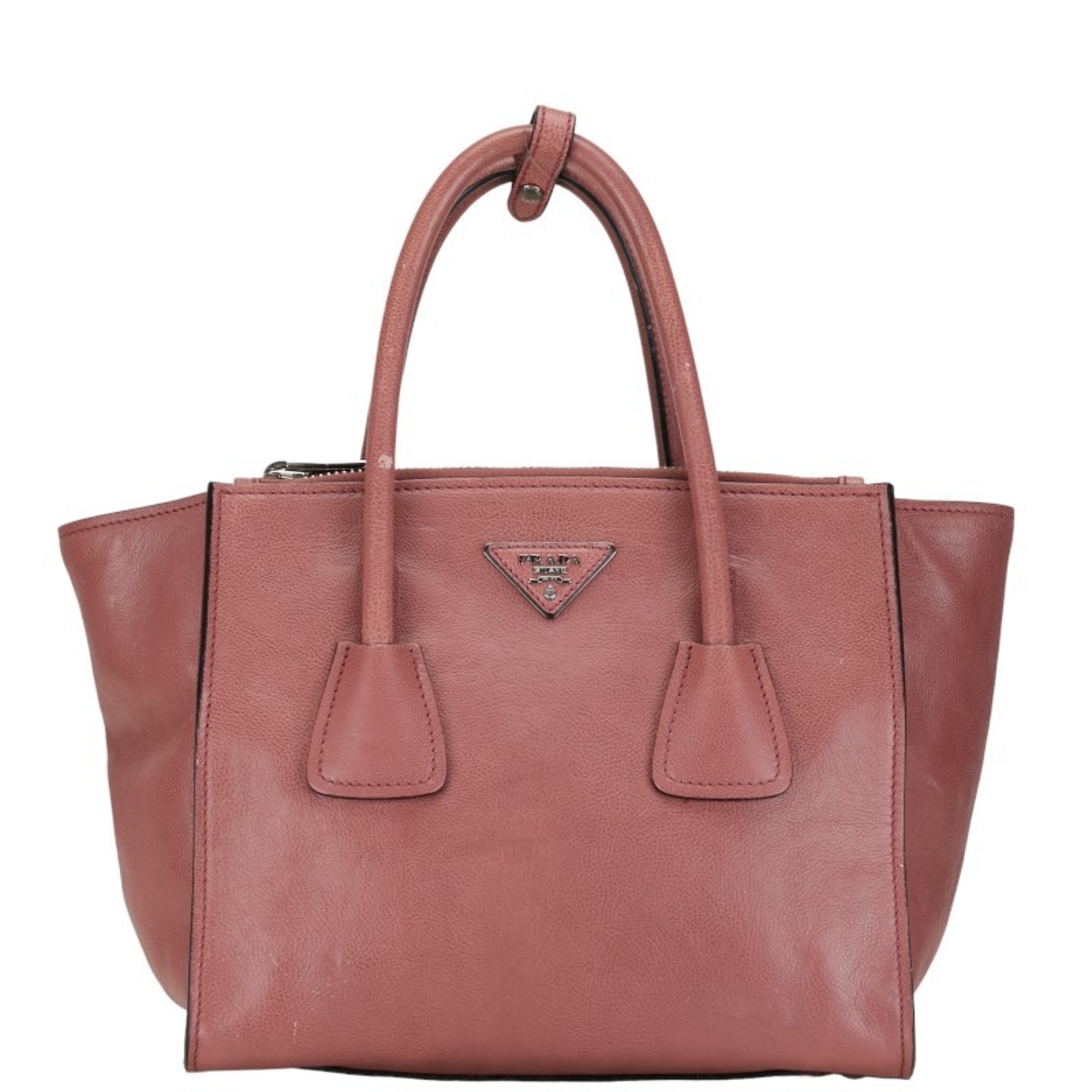 Prada Triangle Plate Handbag Shoulder Bag B2625M Pink Leather Women's PRADA