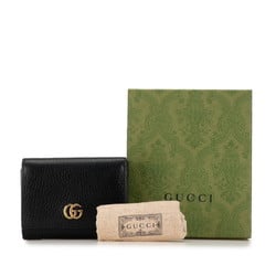 Gucci GG Marmont Double G Tri-fold Compact Wallet 474746 Black Leather Women's GUCCI