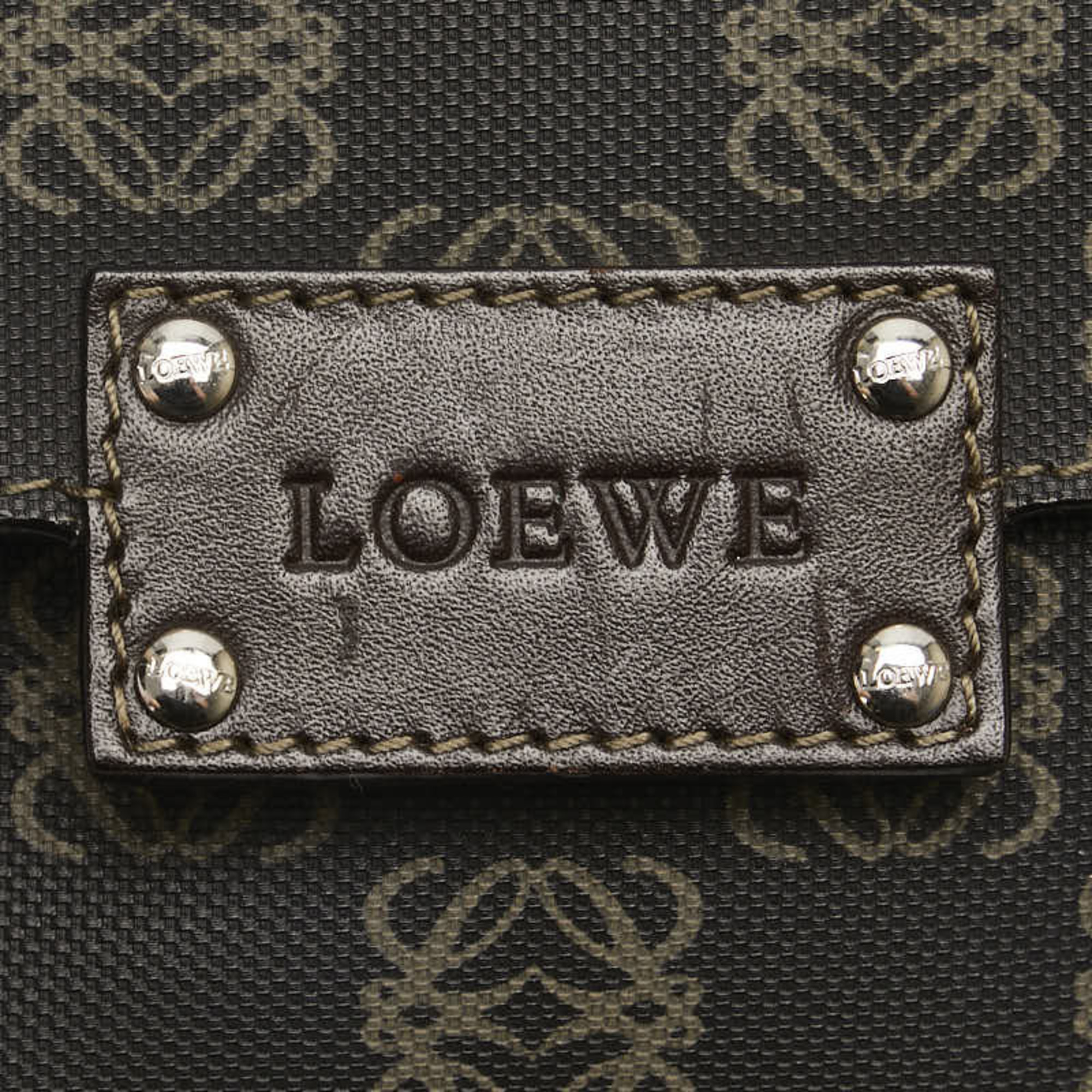 LOEWE Anagram Shoulder Bag Black Brown PVC Leather Women's
