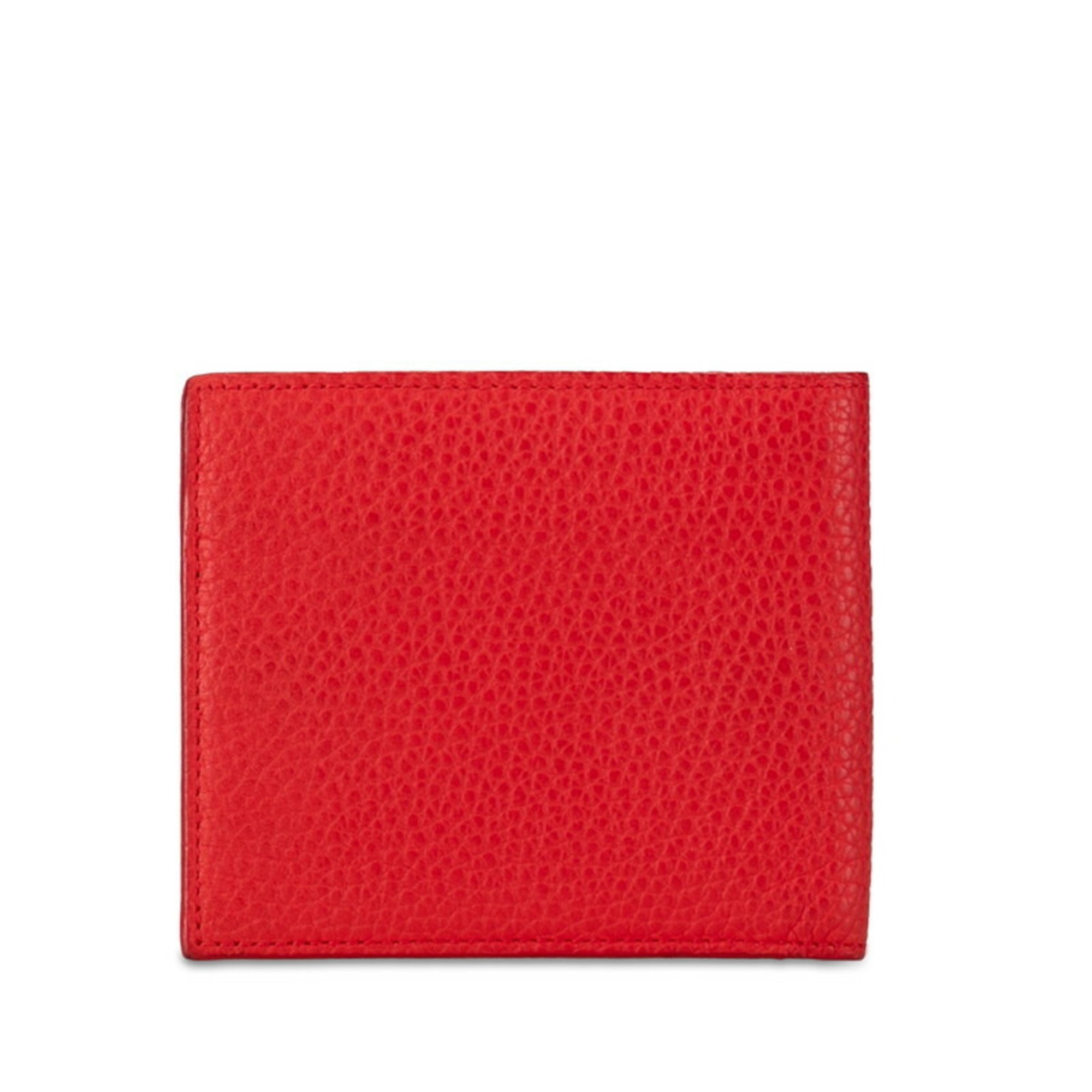 Bottega Veneta Bi-fold Wallet Compact Billfold Red Leather Women's BOTTEGAVENETA