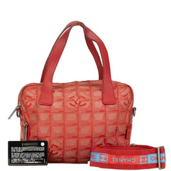 Chanel Coco Mark New Travel Handbag Shoulder Bag Red Canvas Leather Women's CHANEL