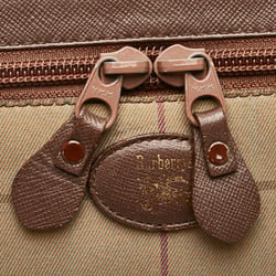 Burberry Check Shoulder Bag Khaki Brown Canvas Leather Women's BURBERRY