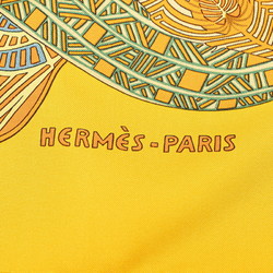 Hermes Carre 90 ART des STEPPES Step Art Scarf Muffler Yellow Multicolor Silk Women's HERMES