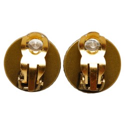 Chanel Coco Mark Button Motif Earrings Gold Black Plated Women's CHANEL