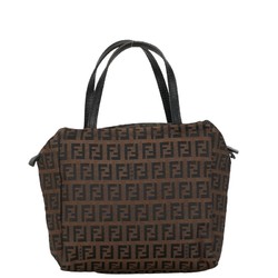 FENDI ZUCCA Handbag 8N0000 Brown Canvas Leather Women's
