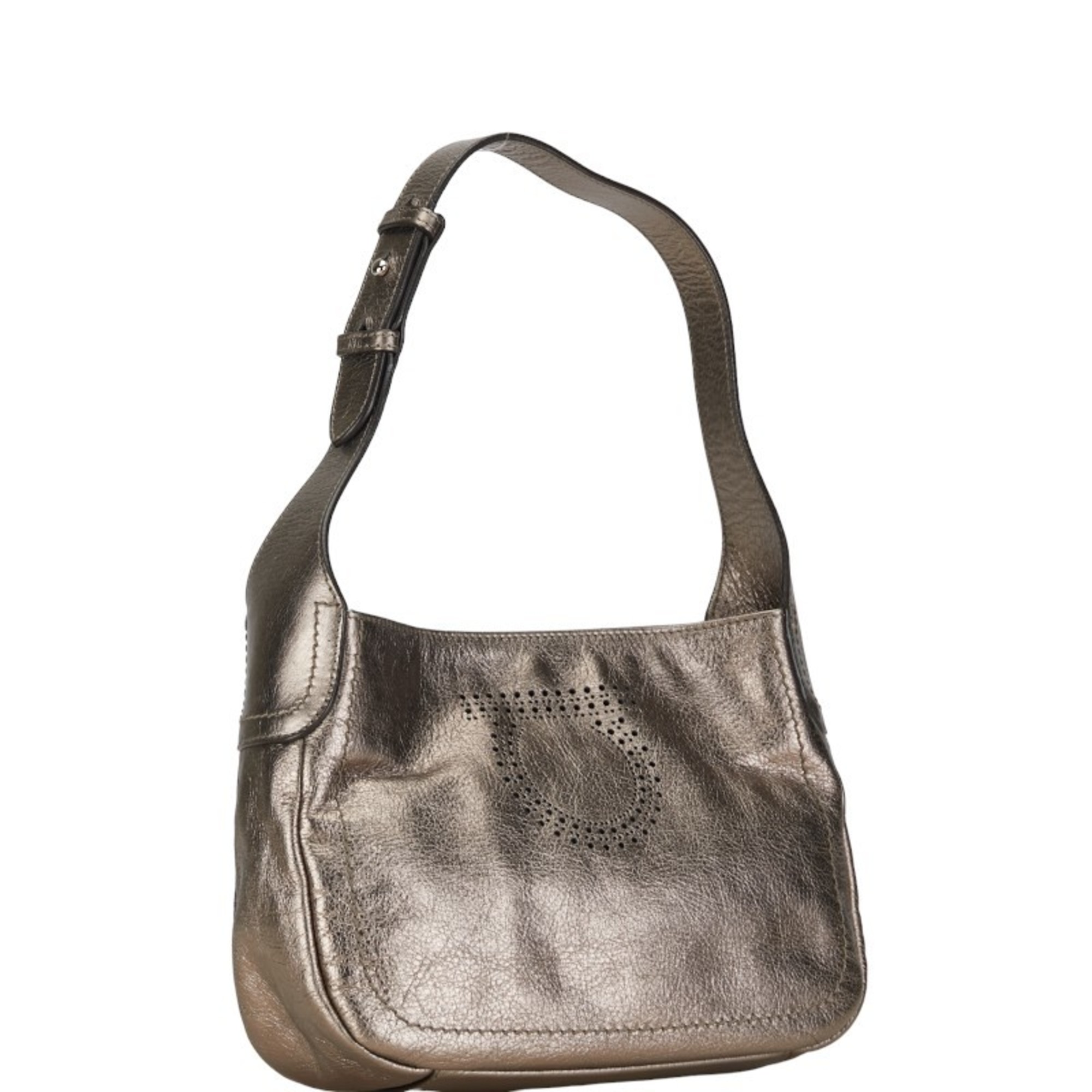 Salvatore Ferragamo Gancini Bag Handbag GG-21 C910 Bronze Gold Leather Women's