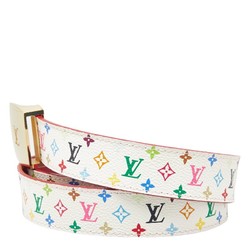 Louis Vuitton Monogram Multicolor Santur Carre Belt M9682 Blanc Gold PVC Leather Women's LOUIS VUITTON