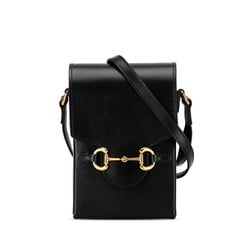 GUCCI Horsebit Shoulder Bag 625615 Black Leather Women's