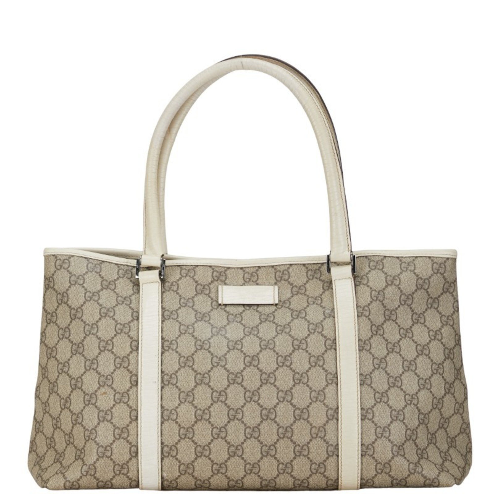 Gucci GG Supreme Handbag Tote Bag 114595 Beige White PVC Leather Women's GUCCI